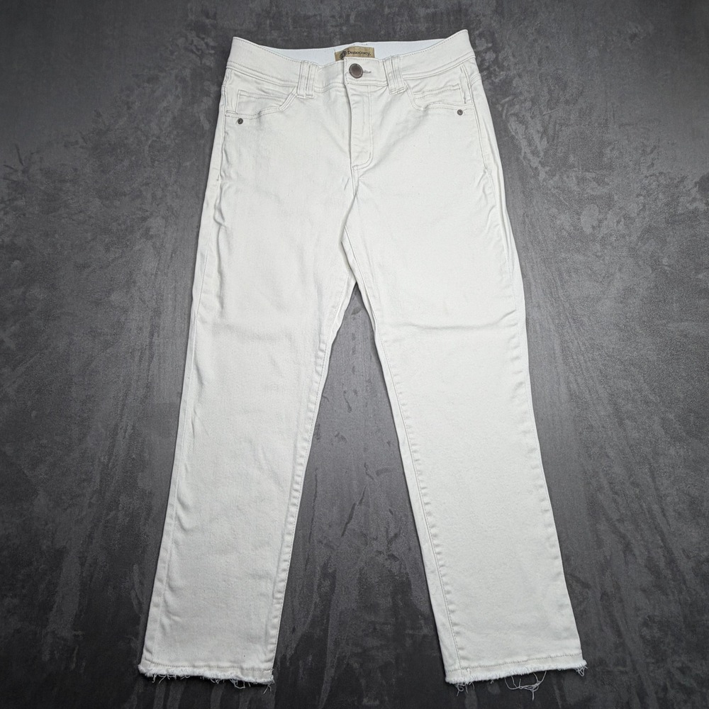 Democracy Jeans Women 8 Off White Ab Technology Straight Leg Raw Hem B21873YDMXX